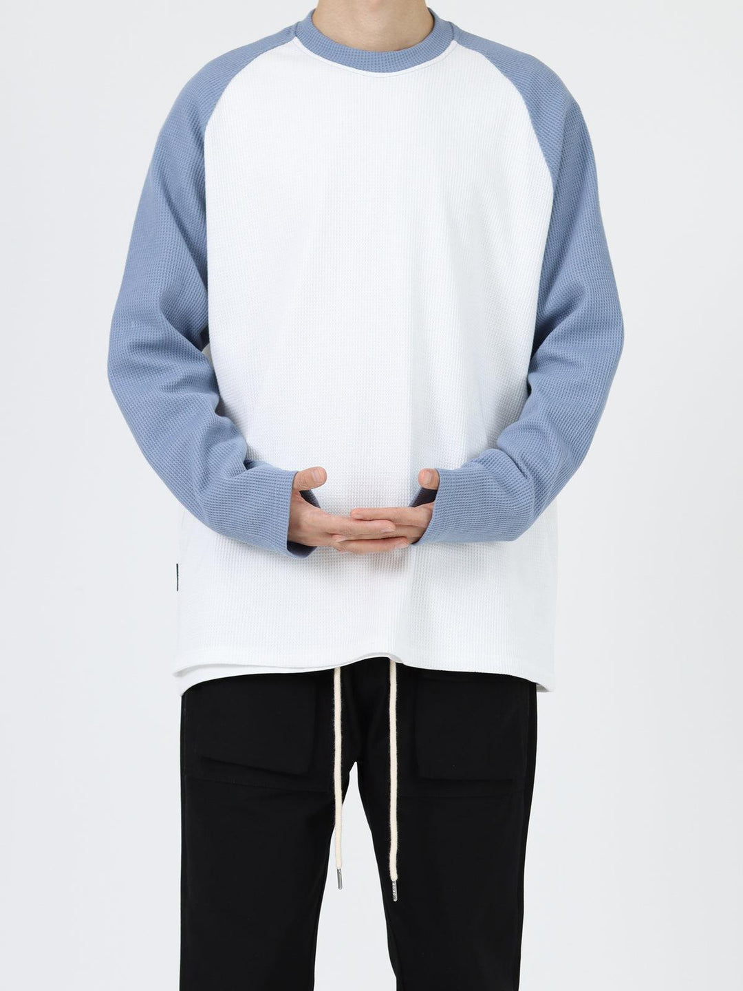 Waffle Round Neck Long-sleeved Shirt