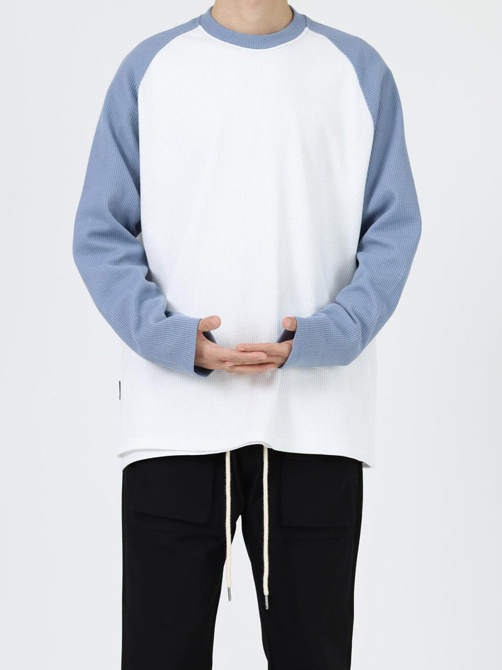 Waffle Round Neck Long-sleeved Shirt