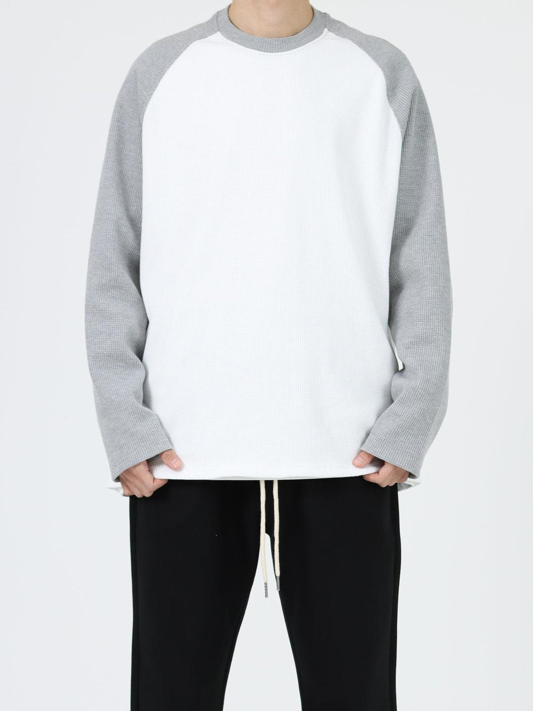 Waffle Round Neck Long-sleeved Shirt