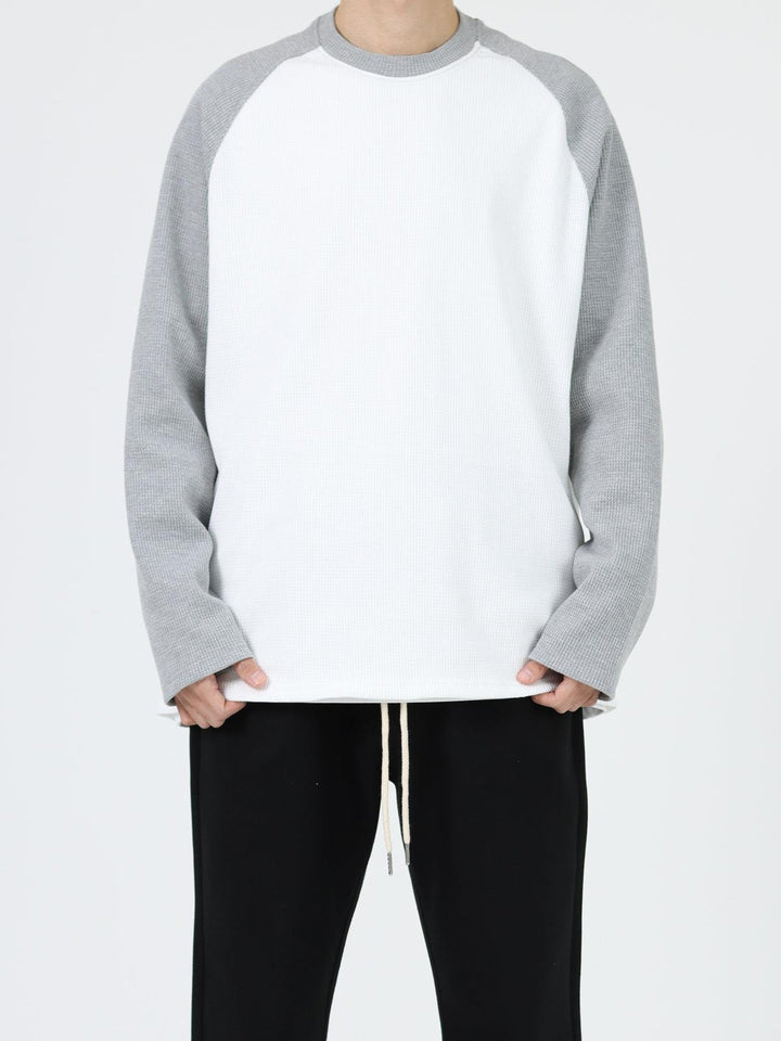 Waffle Round Neck Long-sleeved Shirt
