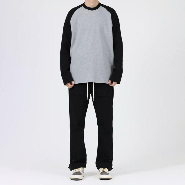 Waffle Round Neck Long-sleeved Shirt