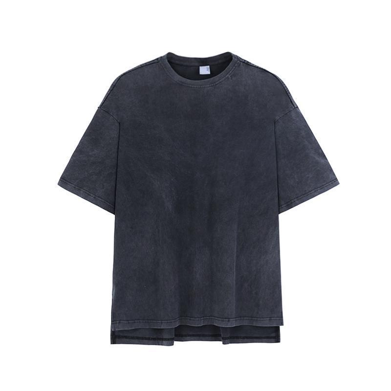 Washed Gray Oversized Half-Sleeved Shirt