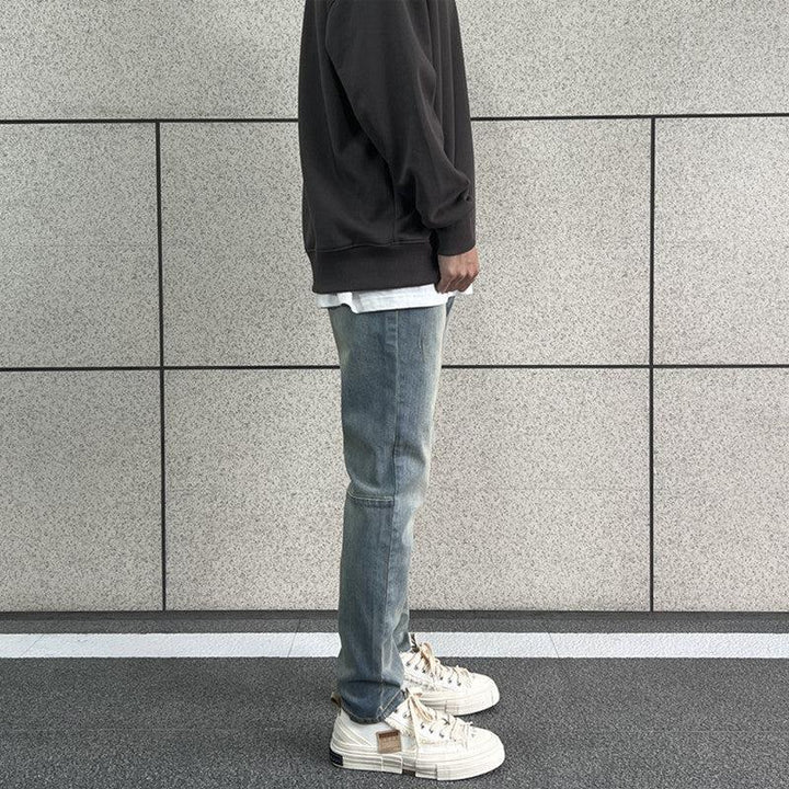 Washed Retro Elastic Blue Jeans