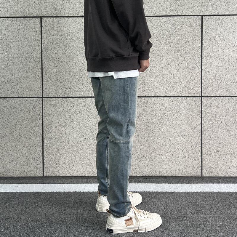 Washed Retro Elastic Blue Jeans