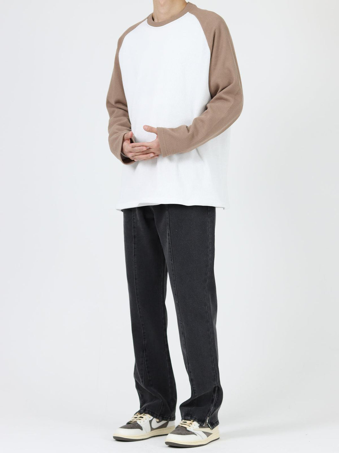 Washed Stitching Side Zipper Jeans
