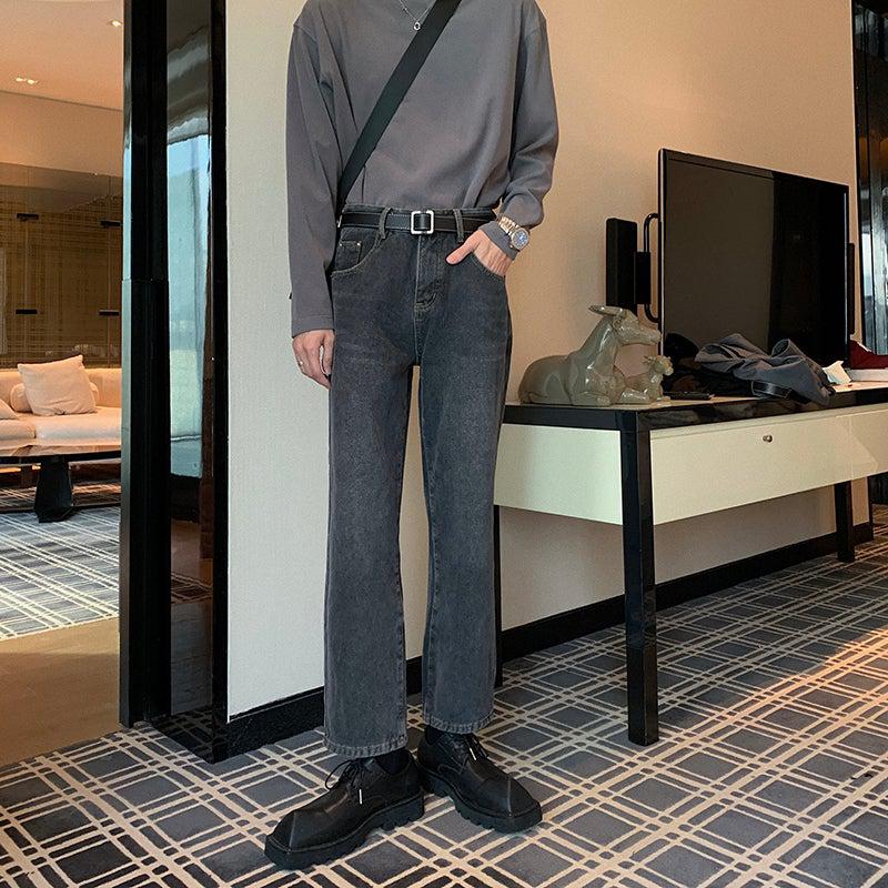 Washed Straight Jeans Plus Velvet