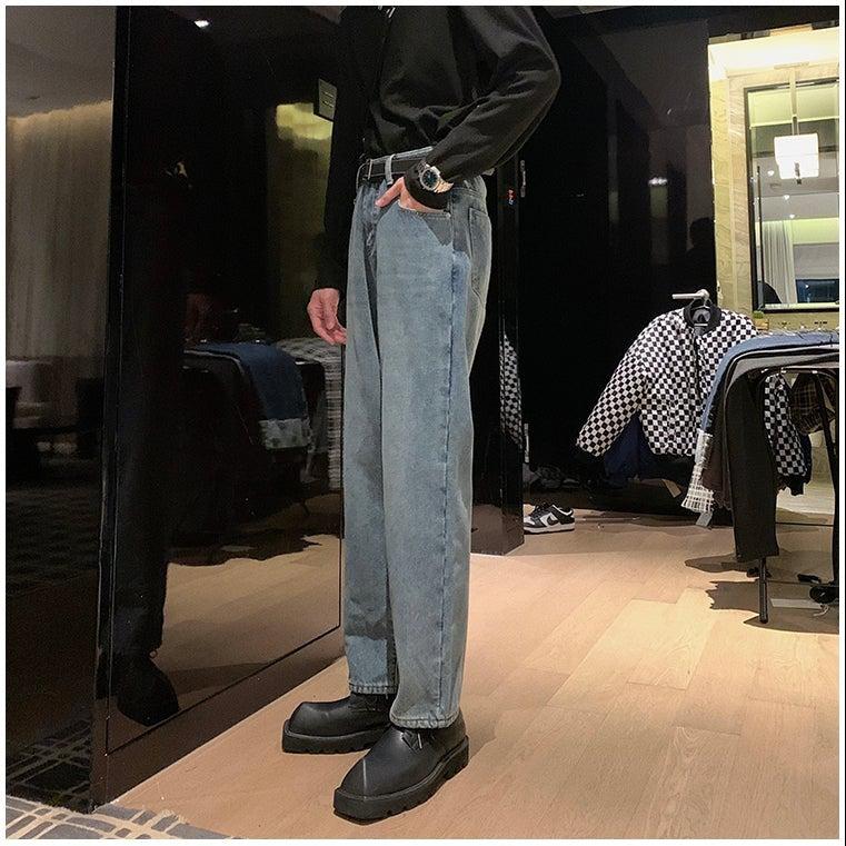 Washed Straight Jeans Plus Velvet
