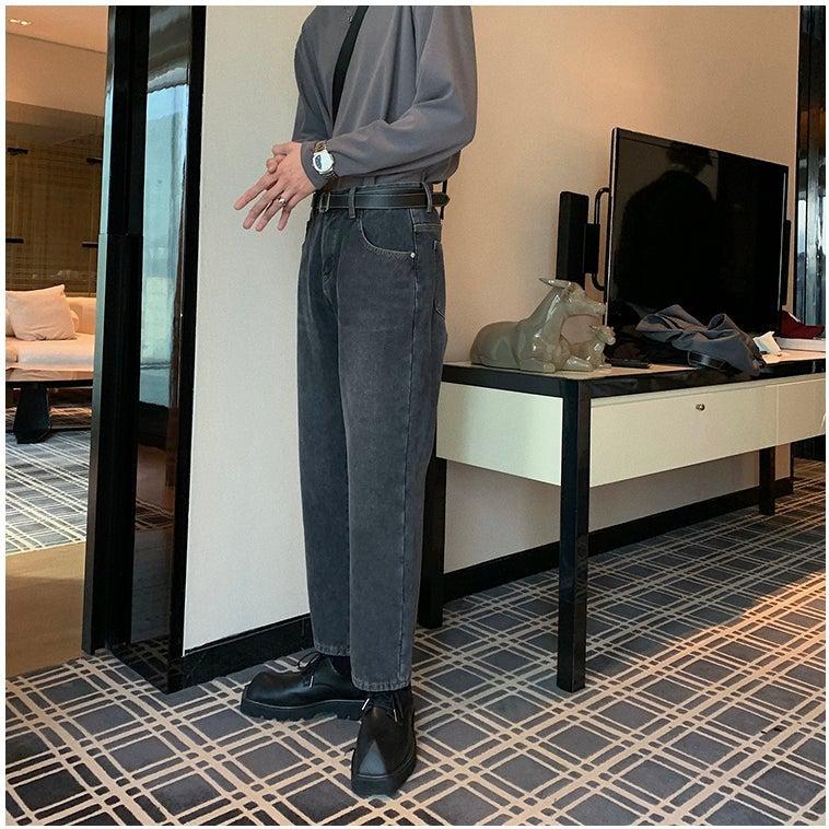 Washed Straight Jeans Plus Velvet
