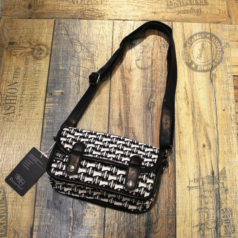 White Check Canvas Crossbody Bag