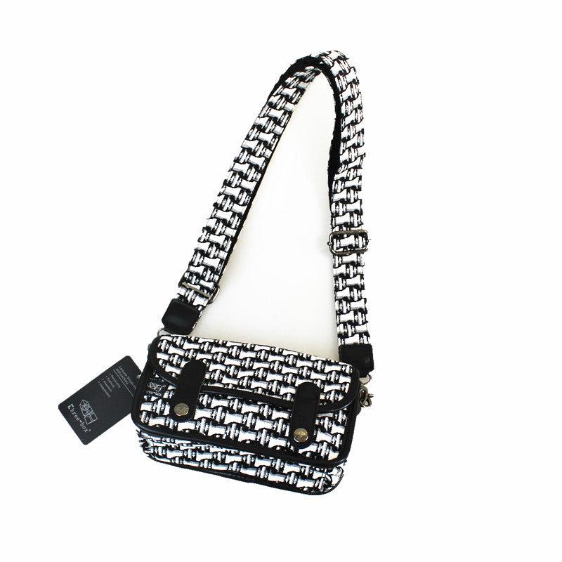 White Check Canvas Crossbody Bag