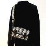 White Check Canvas Crossbody Bag