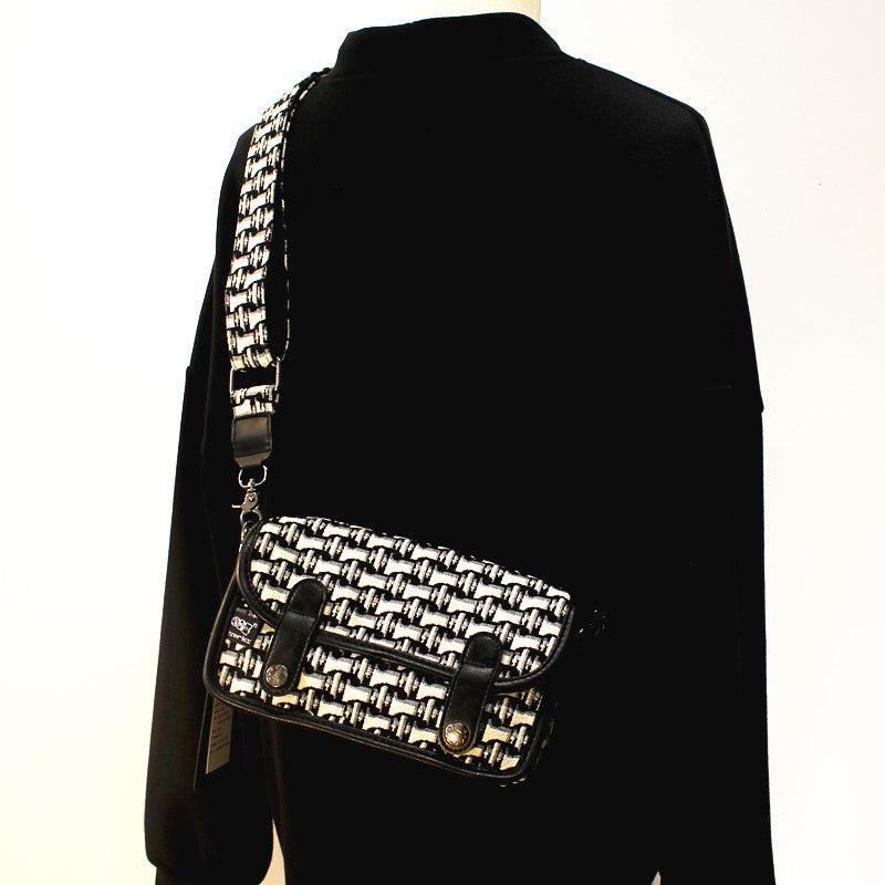 White Check Canvas Crossbody Bag