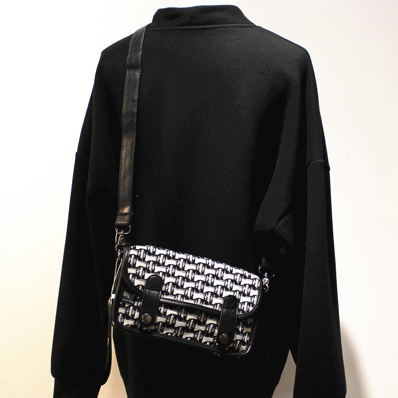 White Check Canvas Crossbody Bag