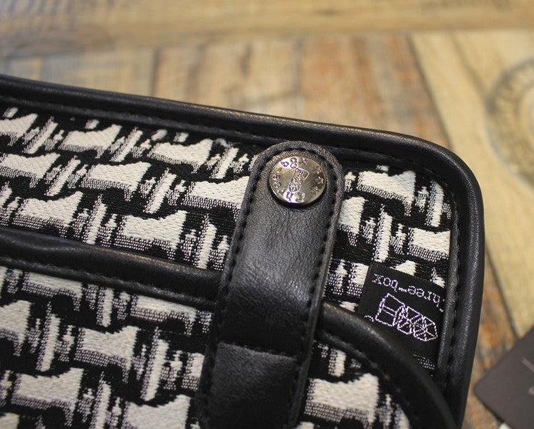 White Check Canvas Crossbody Bag