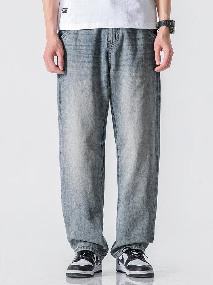 Wide Leg Washed Straight Jeans