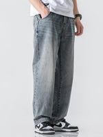 Wide Leg Washed Straight Jeans