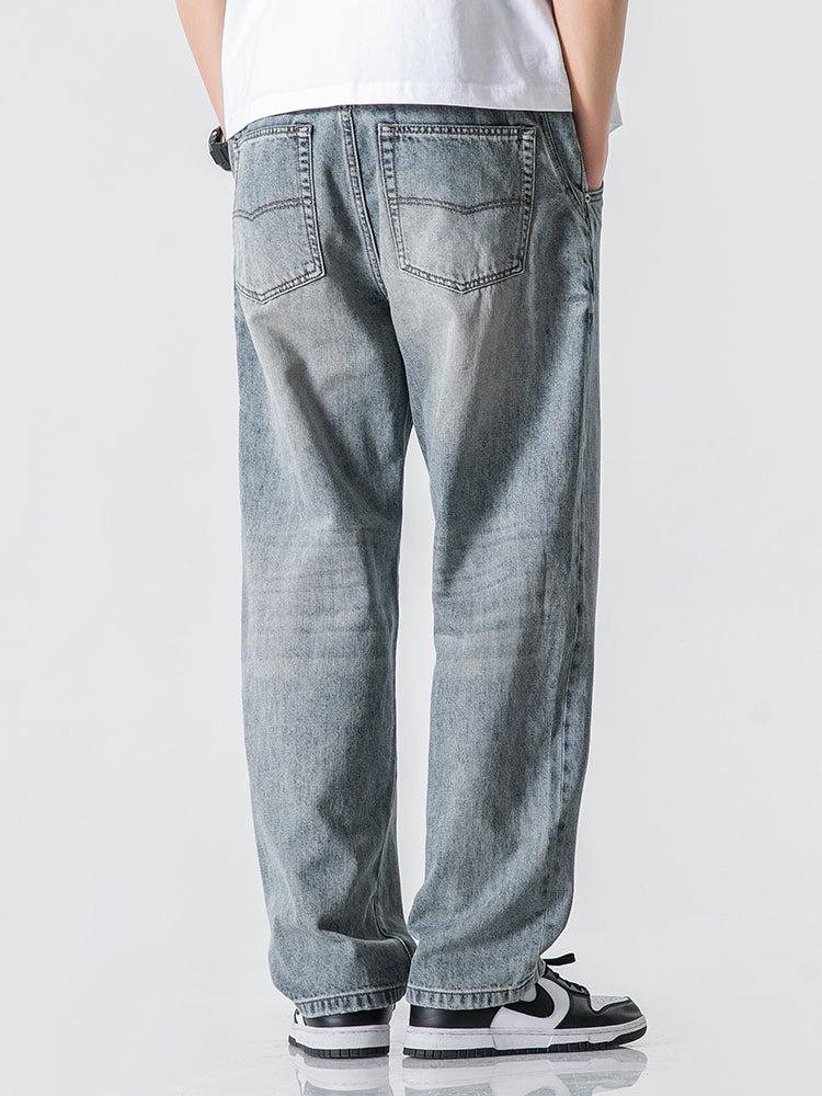 Wide Leg Washed Straight Jeans