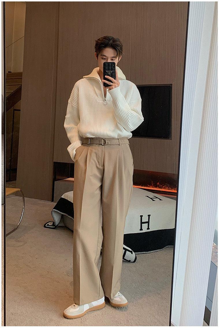 Wide-leg Belted Pants