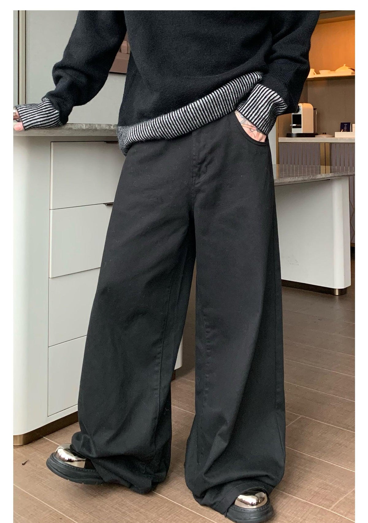 Wide-leg Mopping Pants