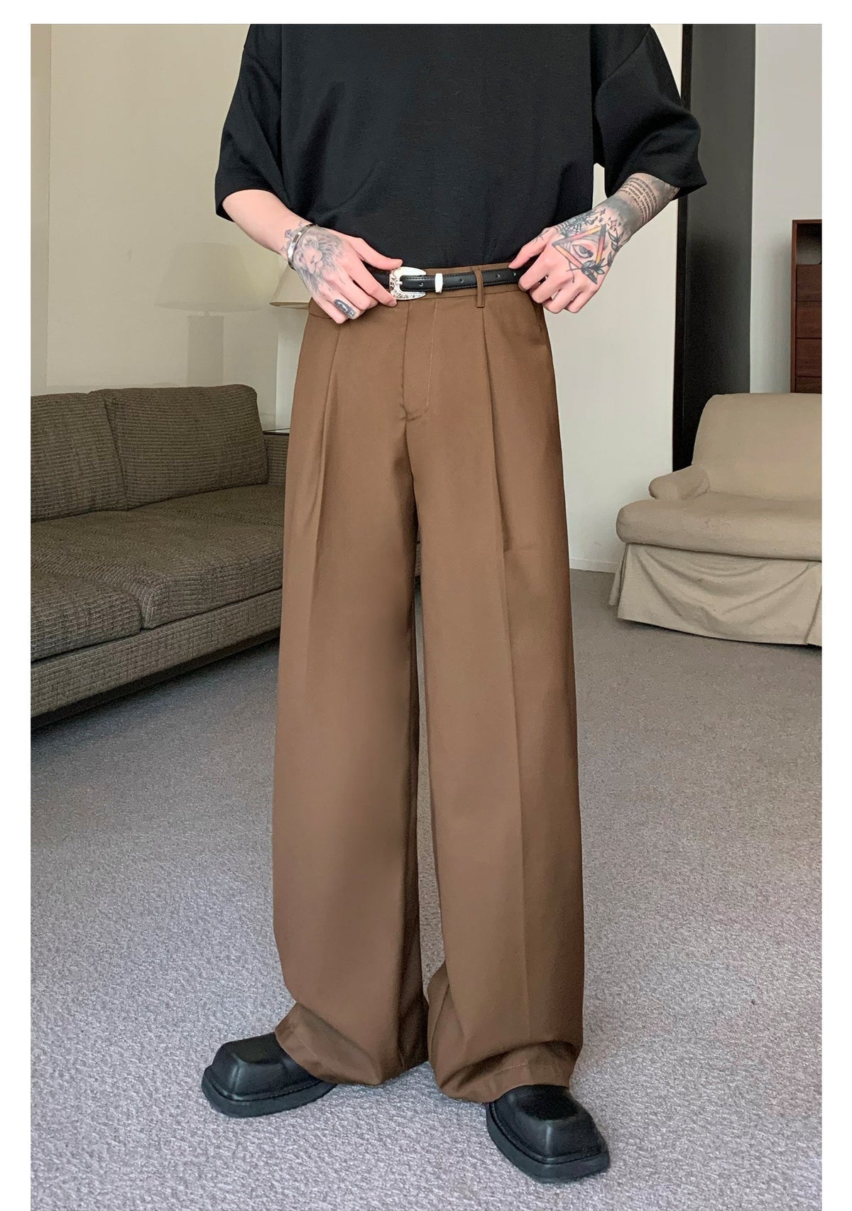 Wide-leg Straight Drape Pants