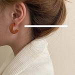Wooden C-Shaped Earrings