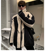 Wool Stand Collar Patchwork Jacket