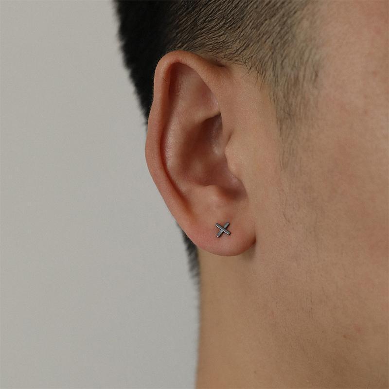 x Shaped Earrings | Stud, Hoop & Cross Earrings for Men A Pair