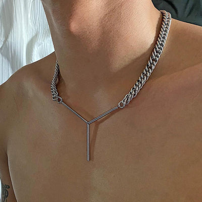 Ring Pendant Men's Necklace, Hip-hop Korean Style Personalized Sweater  Chain, Titanium Steel Decor Accessories | SHEIN