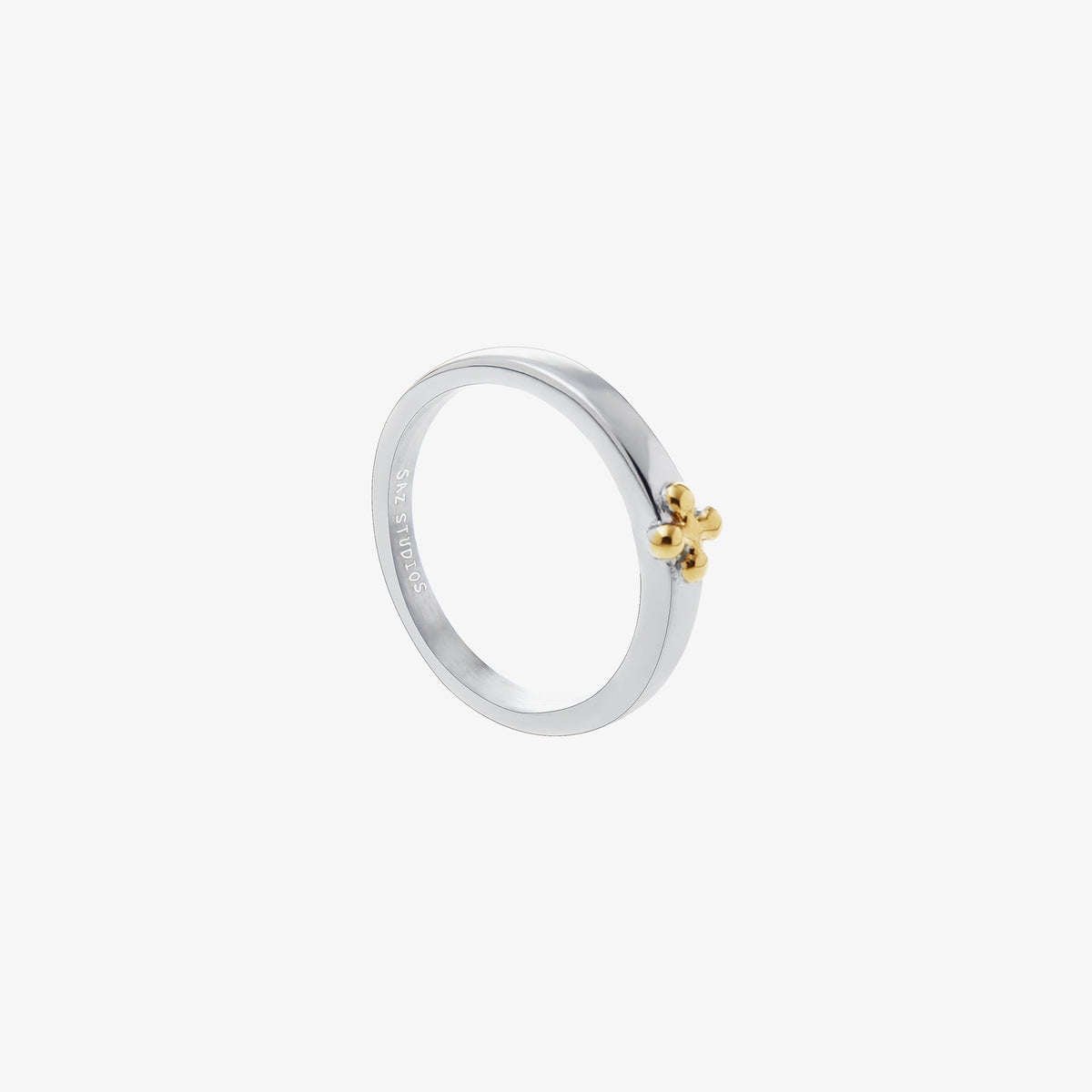 Yellow Metal Cross Ring