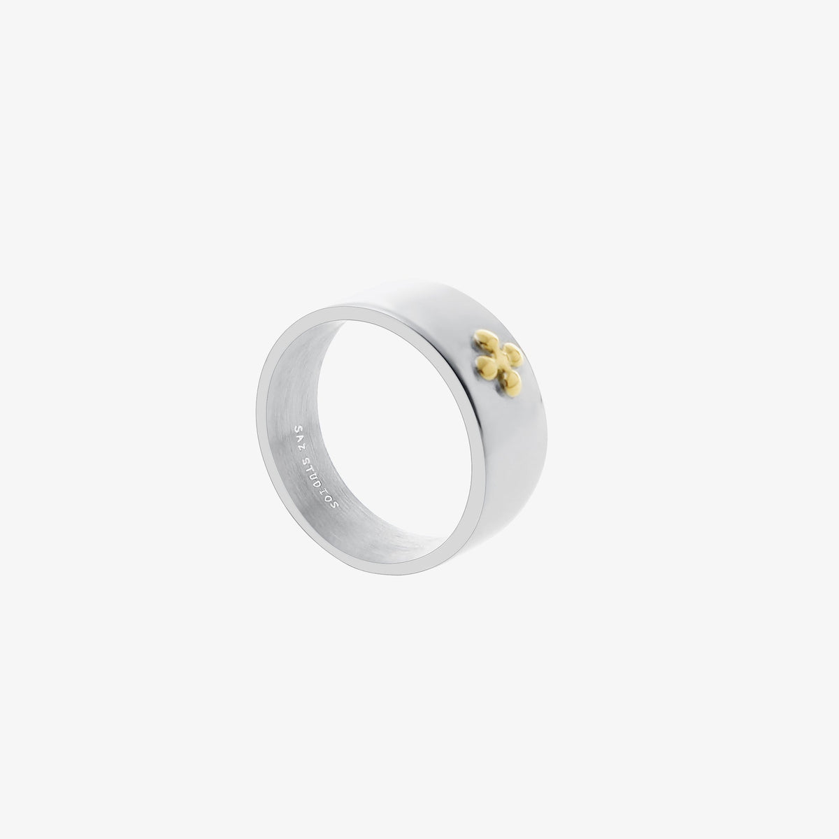 Yellow Metal Cross Ring