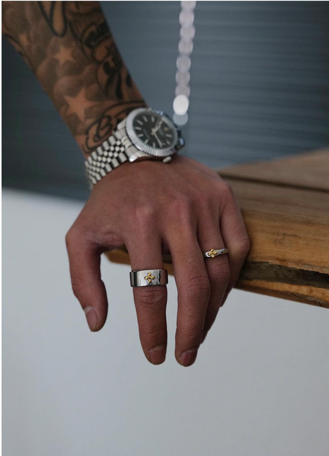 Yellow Metal Cross Ring