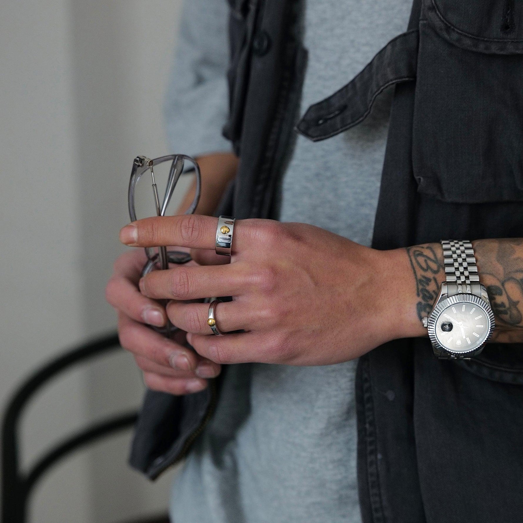 Yellow Metal Cross Ring