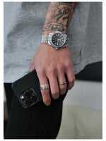 Yellow Metal Cross Ring