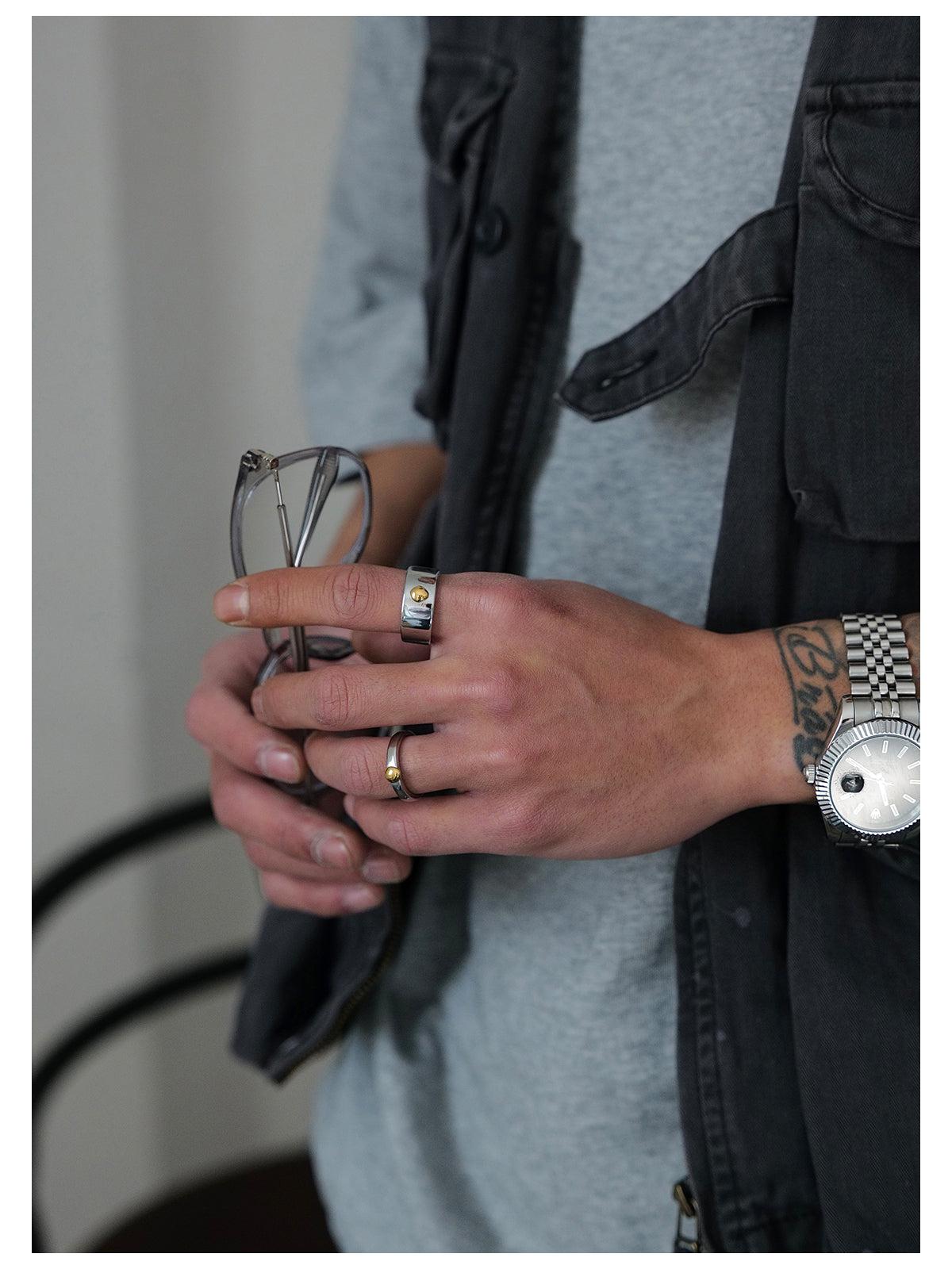 Yellow Metal Cross Ring