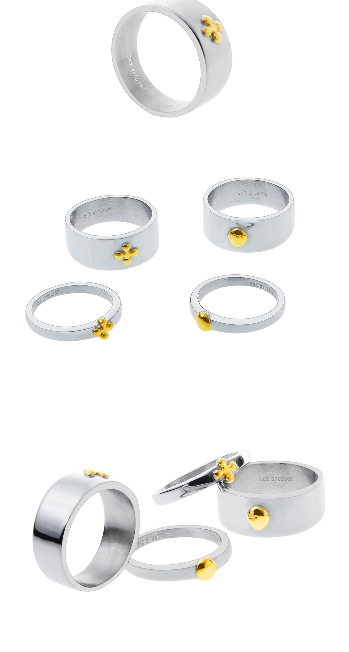 Yellow Metal Cross Ring