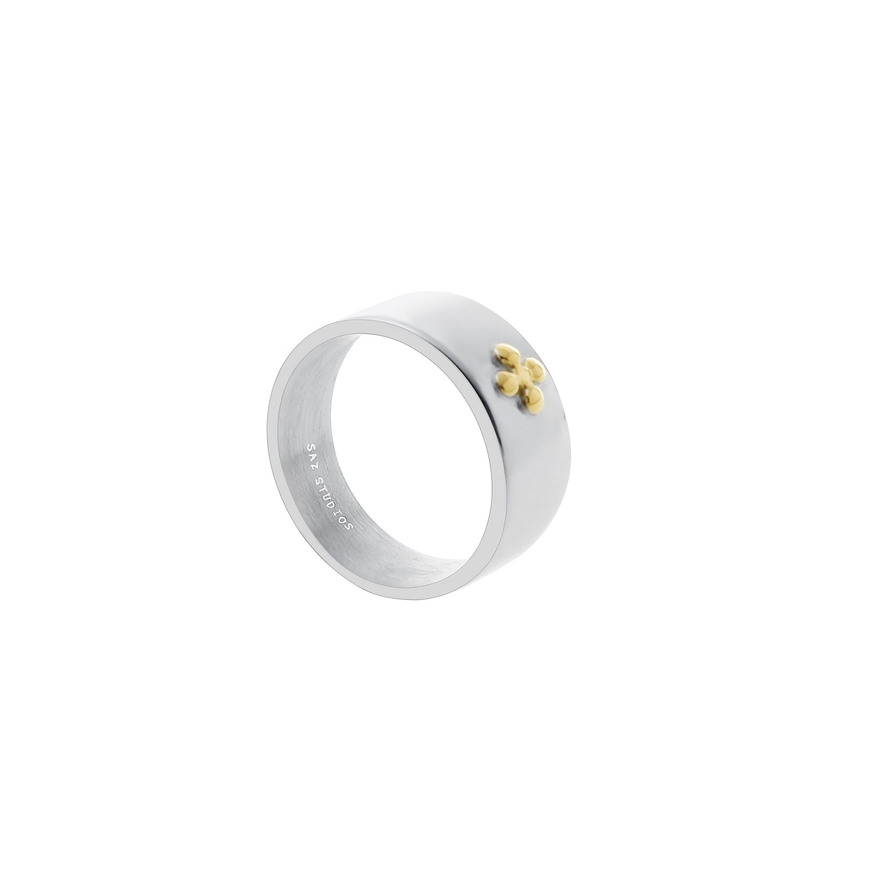 Yellow Metal Cross Ring