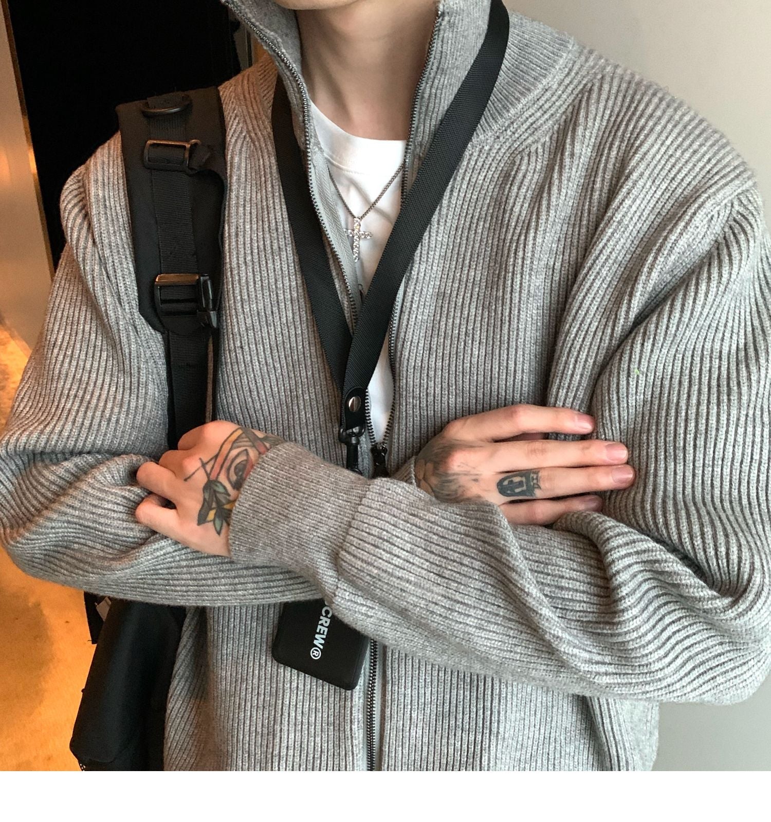 Zipper Cardigan Knitted Jacket