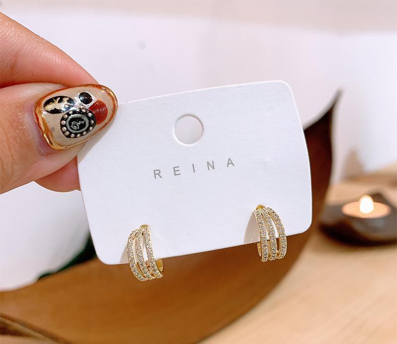 Zircon C-Shaped Earrings