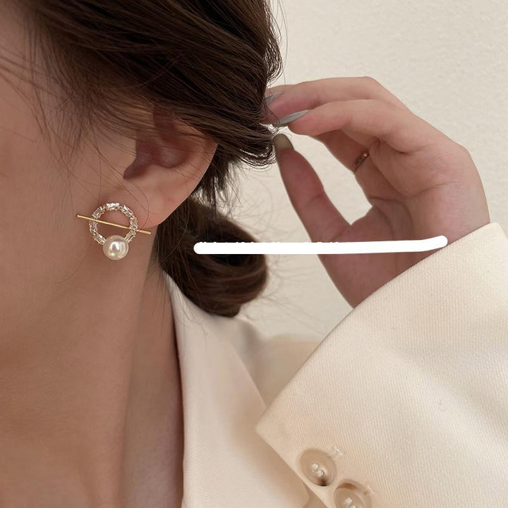 Zircon Pearl Hoop Earrings