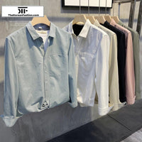 Lapel Slim-fit Spring Long-sleeved Basic Shirt