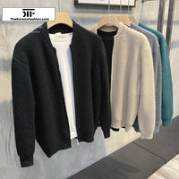 Thick Baseball Collar Knitwear Cardigan